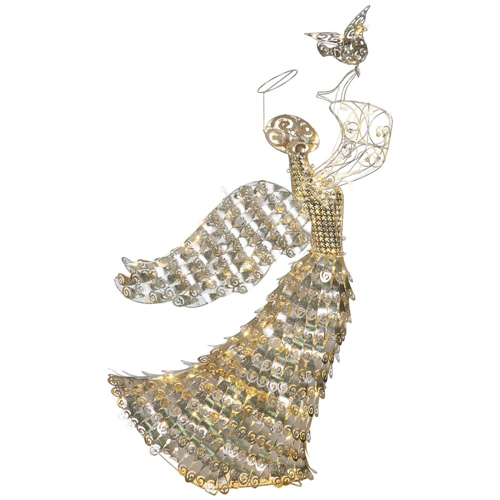 Shop 52 Gold And Silver Angel With Dove Led Lighted Outdoor