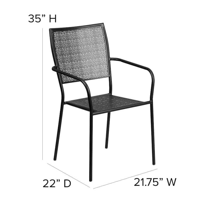 5 Pack Indoor-Outdoor Steel Patio Arm Chair with Square Back