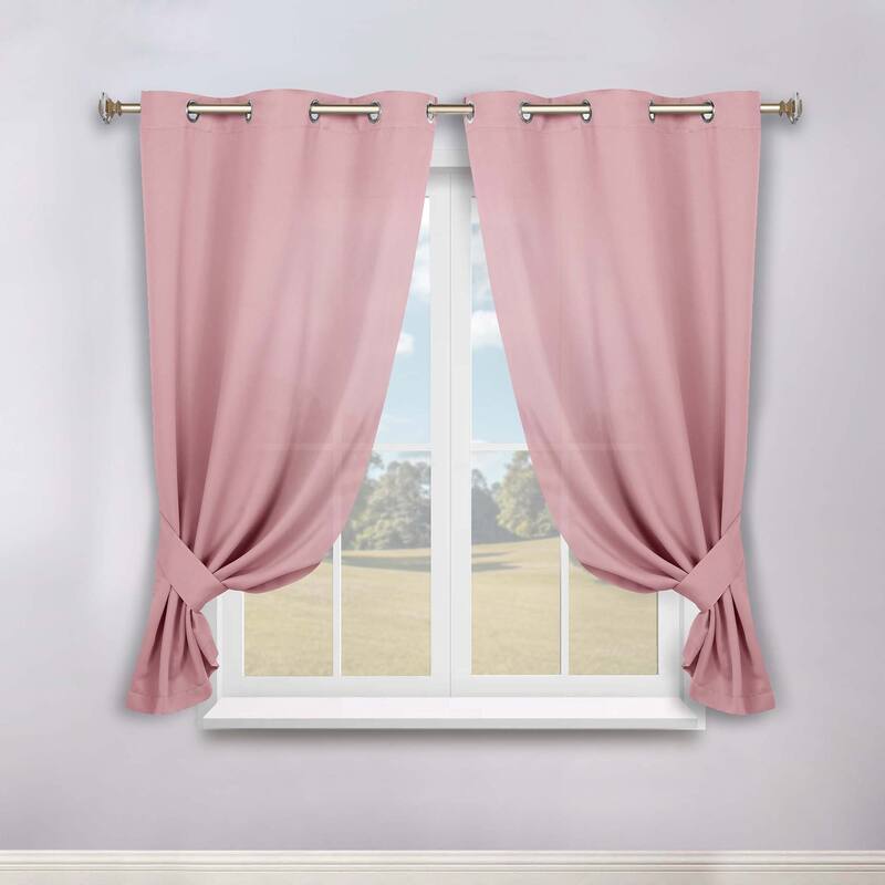 Superior Solid Machine Washable Room Darkening Grommet Blackout Curtains, Set of 2
