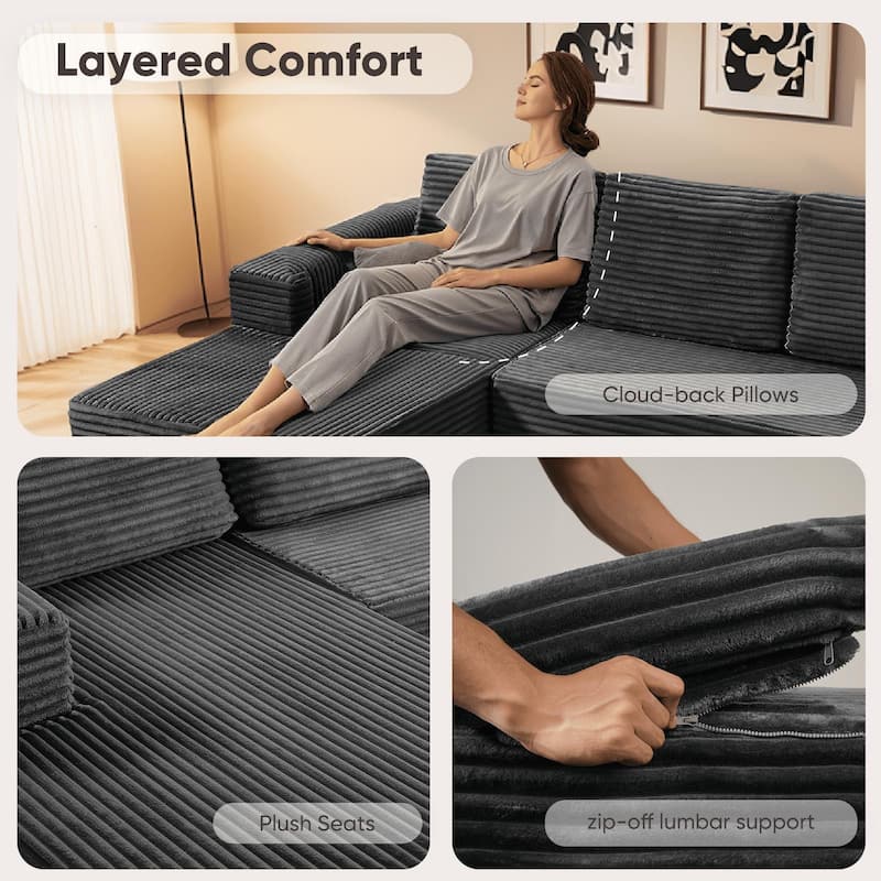 Indoor 108" Oversized Loveseat Sofa Lounge Chair with Wide Armrests