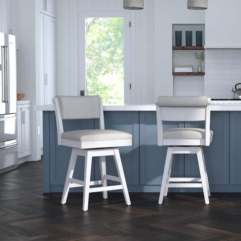 Hillsdale Furniture Clarion Wood and Upholstered Swivel Stool, Sea White
