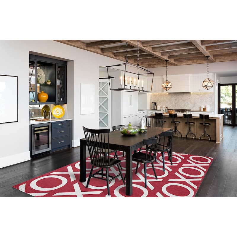 Hugs and Kisses Valentines Chenille Rug