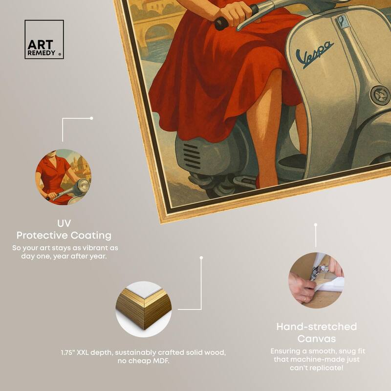 Scooter Italian Travel Canvas by Art Remedy