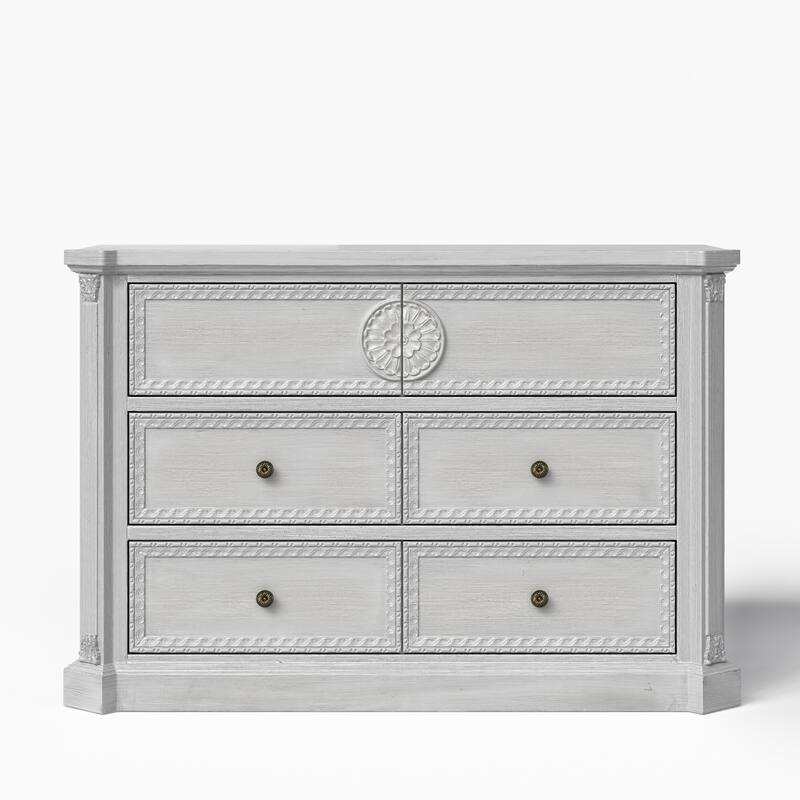 Solid Wood Dresser with 5 Drawers Chest Fully Assembled Storage Cabinet for Living Room or Bedroom