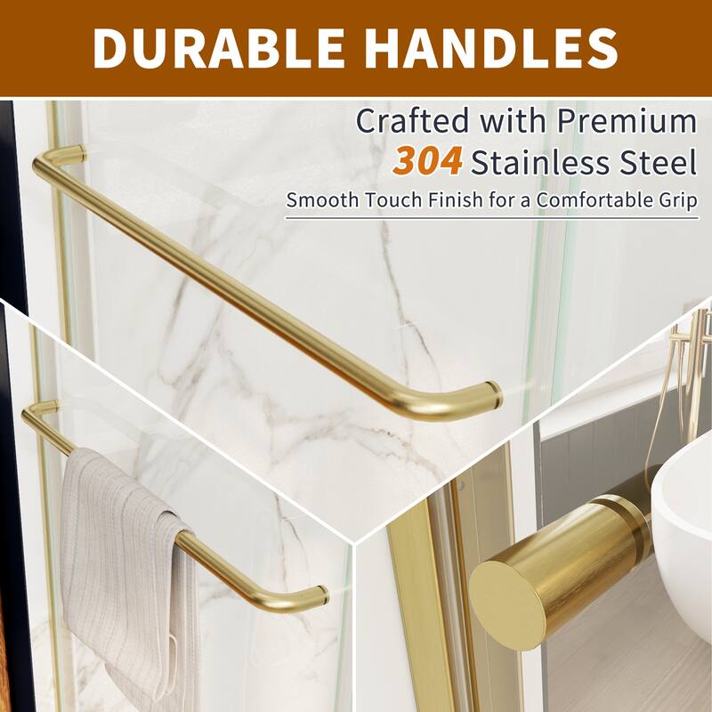 Modland 56-60"x70'' Adjustable Double Sliding Shower Door, 1/4" ANSI Glass with Nano Coating, Framed Bypass Enclosure