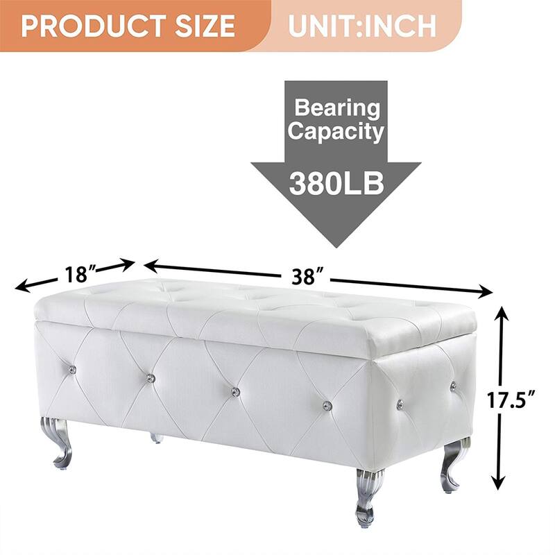 Luxury Storage Ottoman Bench, PU Upholstered Flip Top Ottoman
