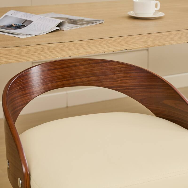 GDF Studio - Halden Mid-Century Swivel Wood Bar Stools with Soft Cushion Seat (Set of 2)