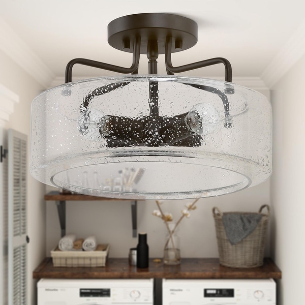 Modern Farmhouse 4-Light Semi-Flush Mount Ceiling Lights for Kitchen - W12"x H8"