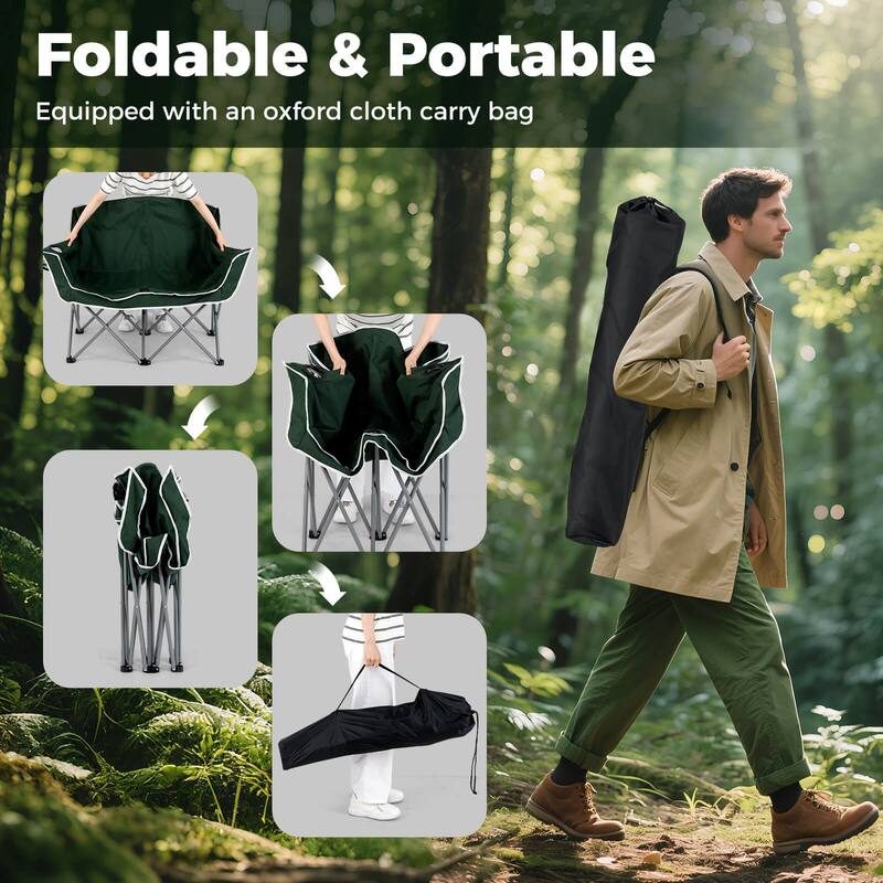 Costway Double Duo Camping Chair with Armrests Cup Holders Carry Bag