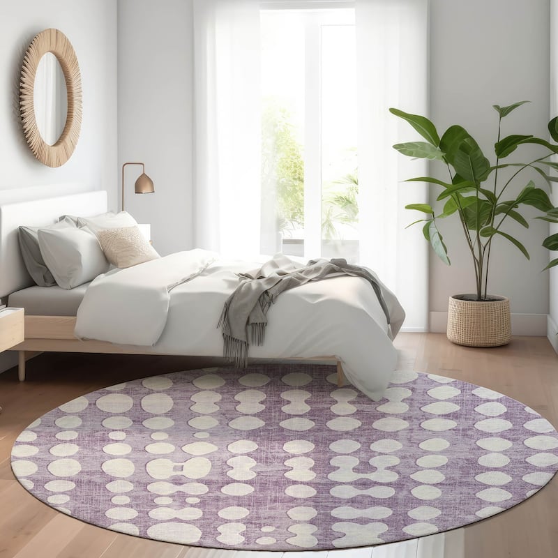Machine Washable Indoor/ Outdoor Chantille Dots Abstract Rug