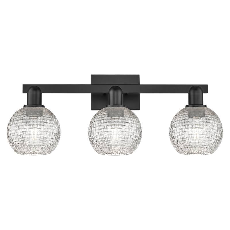 Innovations Lighting Endless Possibilities Arcadia - Athens - 3 Light 25" Basketweave Bath Vanity Light - Matte Black