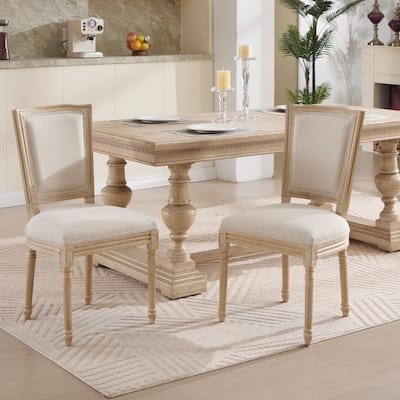 Set of 2 French Country Dining Chairs, Upholstered with T-Shaped Back