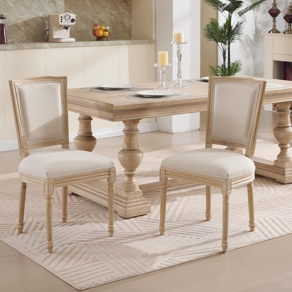 Set of 2 French Country Dining Chairs, Upholstered with T-Shaped Back