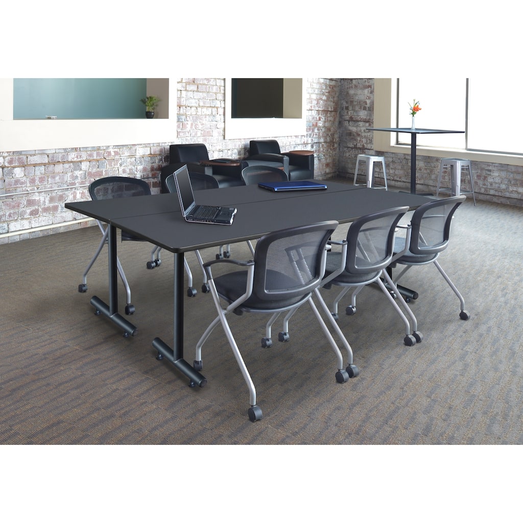 84" x 24" Training Table- Grey and 3 Nesting Chairs - 84" x 24"