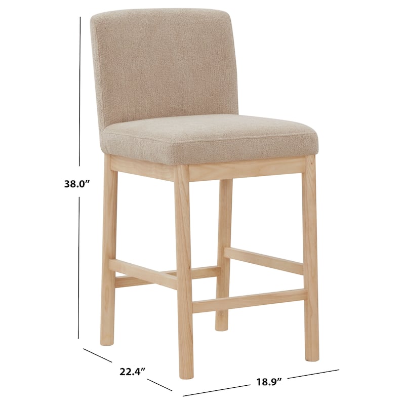 SAFAVIEH Couture Halcy Boucle 26-inch Counter Stool - 19Wx22Dx38H - Oatmeal/Natural