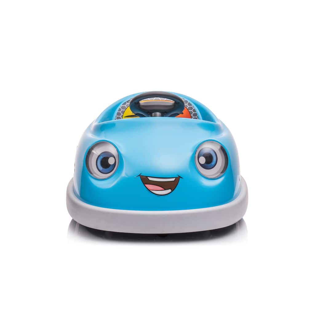 Cartoon Bumper Car with Light Strip, Blue Electric Car for Kids with Bluetooth, Remote Control Electric Vehicle with Play Modes