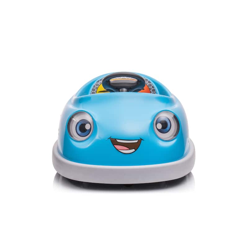 Cartoon Bumper Car with Light Strip, Blue Electric Car for Kids with Bluetooth, Remote Control Electric Vehicle with Play Modes - Blue