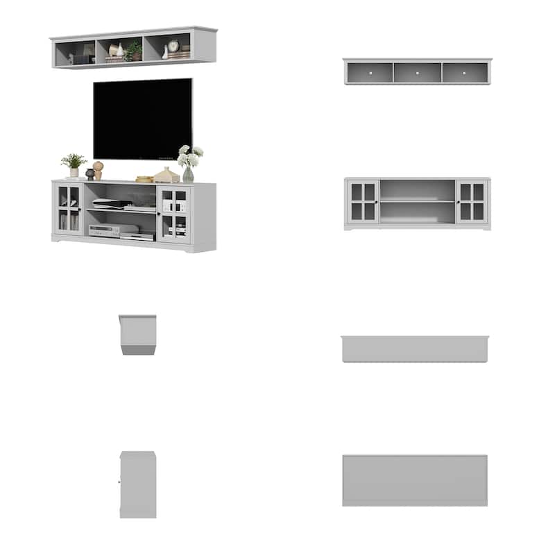 Living Room Set with TV Stand and Two Bookcases Doors 102"/68.1"W
