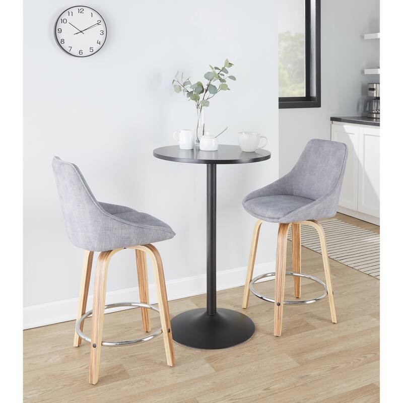 Carson Carrington Alba 24" Fixed-Height Upholstered Counter Stool with Bent Wood Legs & Round Footrest (Set of 2)