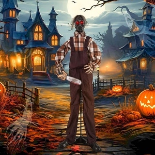 5.7 FT Halloween Animatronic Chainsaw Man w/ Sound &Control Button