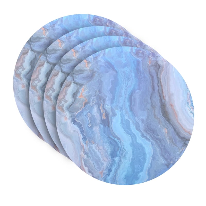 Dainty Home Marble Cork Placemat Set of 6 15" x 15" in Blue