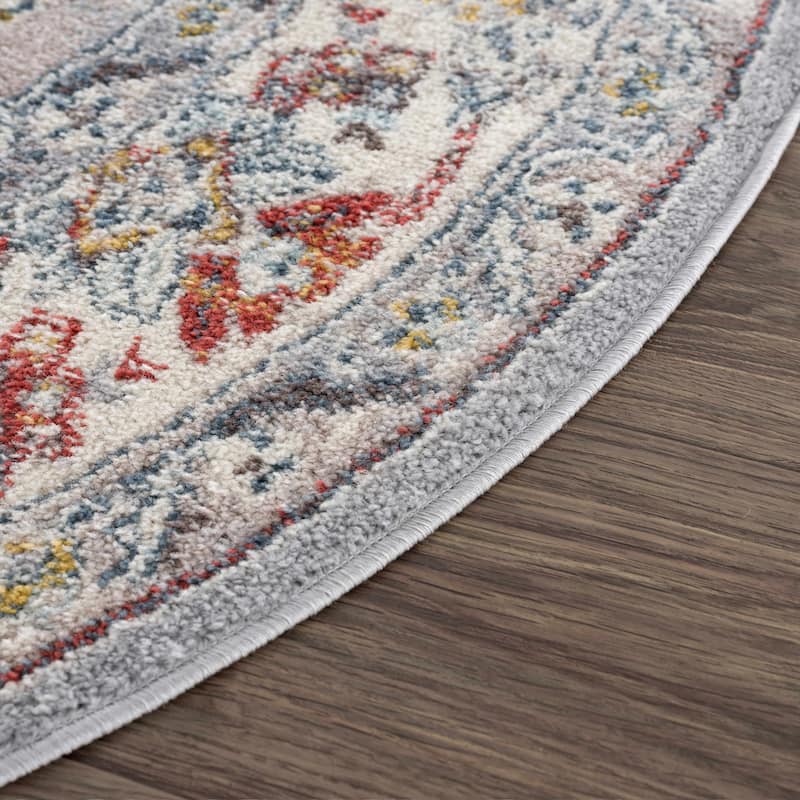 Hauteloom Haymond Hallway, Kitchen Runner Rug - Brick Red, Charcoal, Cream - 2'7" x 10'