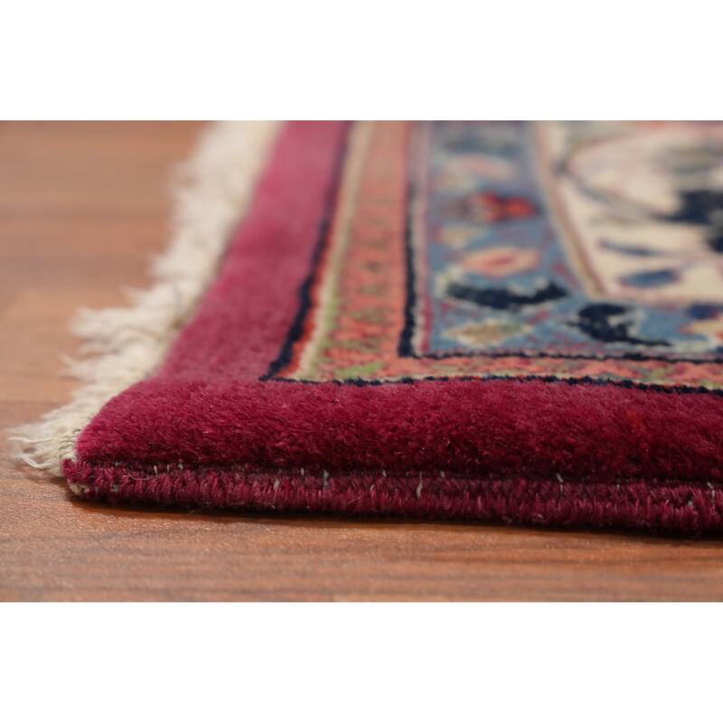 Hand Knotted Oriental 100% Wool Carpet Traditional Floral Pink Tabriz Area Rug - 10' 5'' X 7' 0''