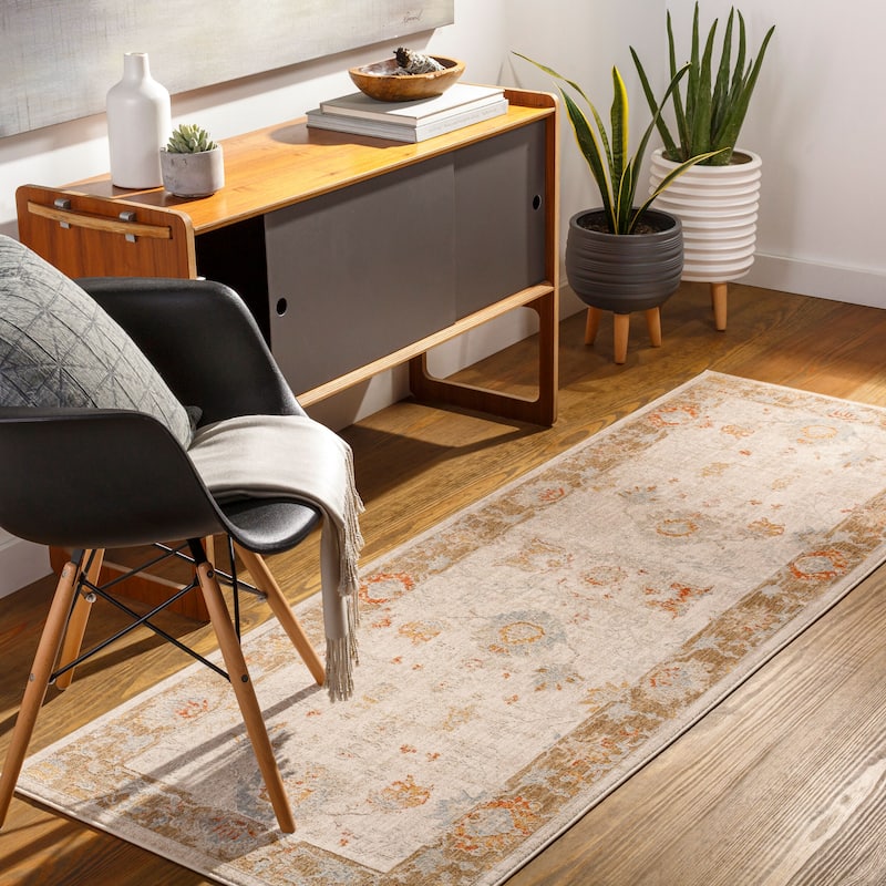 Livabliss Traditional Avant Garde Oriental Area Rug - 2'7" x 7'3" - Olive/Cream