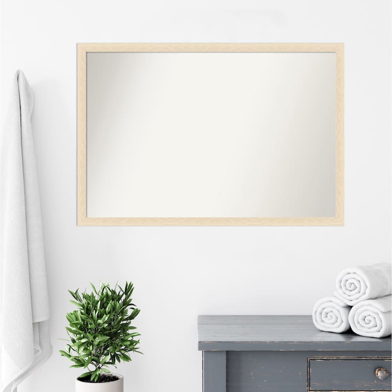 Woodgrain Stripe Non-Beveled Wood Framed Bathroom Vanity Wall Mirror