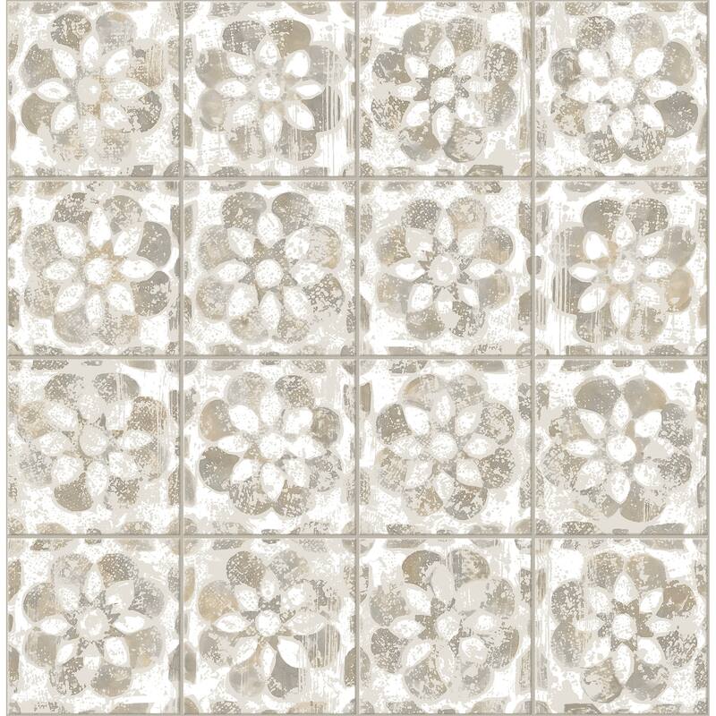 Advantage Izeda Taupe Floral Tile Wallpaper