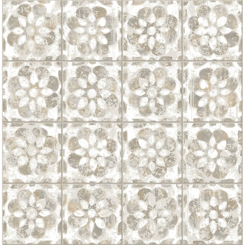 Advantage Izeda Taupe Floral Tile Wallpaper - Bed Bath & Beyond - 36954343