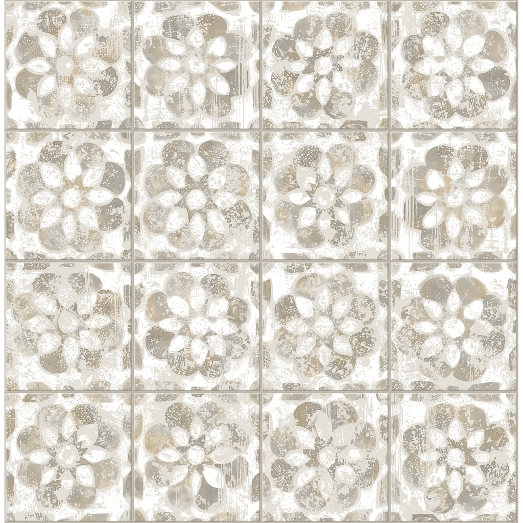 Advantage Izeda Taupe Floral Tile Wallpaper