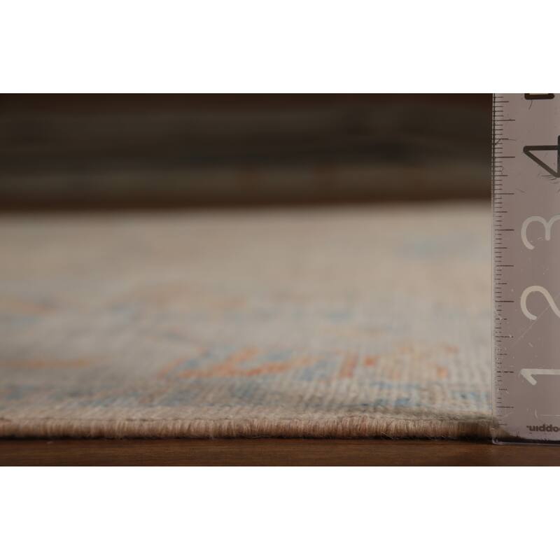 Hand Knotted Oriental 100% Wool Carpet Transitional All-Over Peach Oushak Area Rug - 9' 0'' X 6' 3''