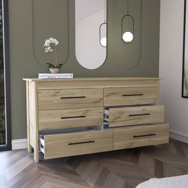 paris grey dresser 6 Drawer Double With 4 Legs And Metal Hardware - Bed Bath & Beyond colour:khaki