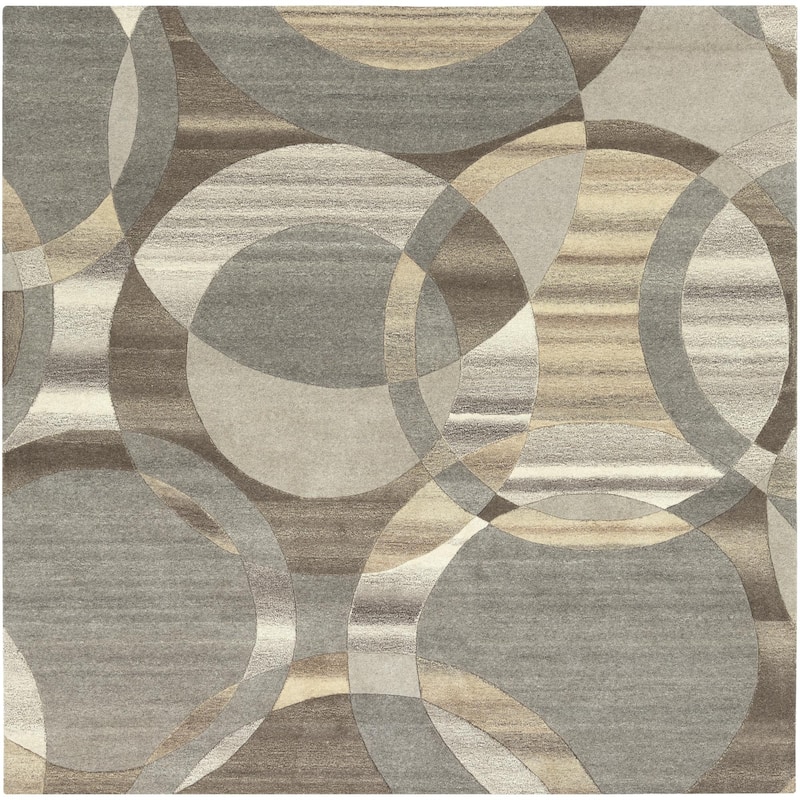 Livabliss Forum Mid-Century Geometric Hand Tufted Area Rug - 8' x 8' - Brown - Square