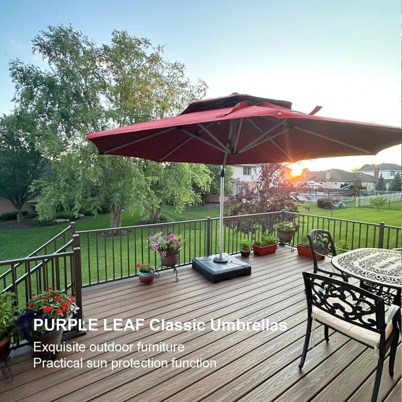 PURPLE LEAF 10 ft Double Top Round Windproof Offset Hanging Patio Umbrella