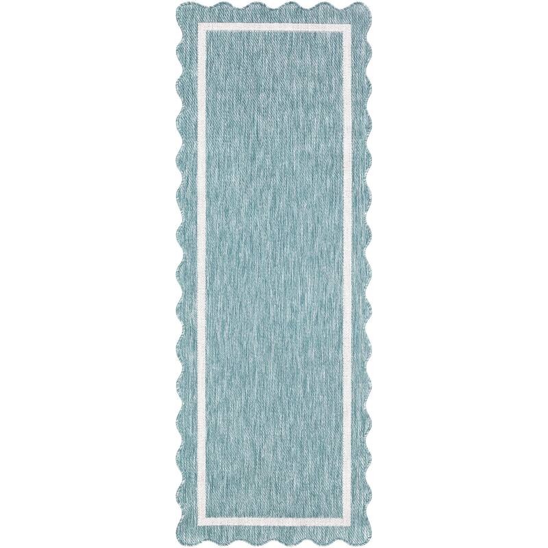 Livabliss Miami Beach Traditional Indoor / Outdoor Area Rug - Aqua - 2'7" x 7'3"