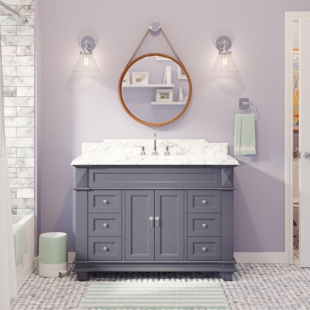 KitchenBathCollection Elizabeth 48" Bathroom Vanity with Carrara Marble Top