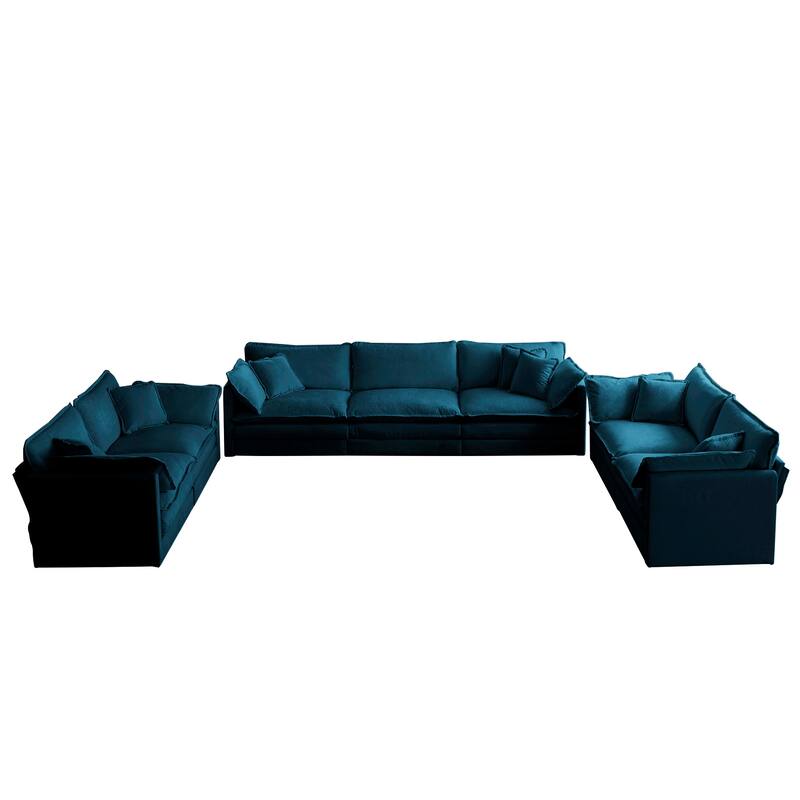 Roomfitters 3-Piece Oversized Modular Sofa Set, One 3-Seater & Two 2-Seater Deep Seat Chenille Couches