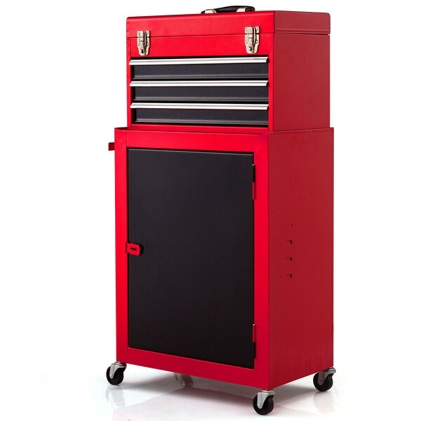 2pc Mini Tool Chest Cabinet Storage Box Rolling Garage Toolbox Organizer Good