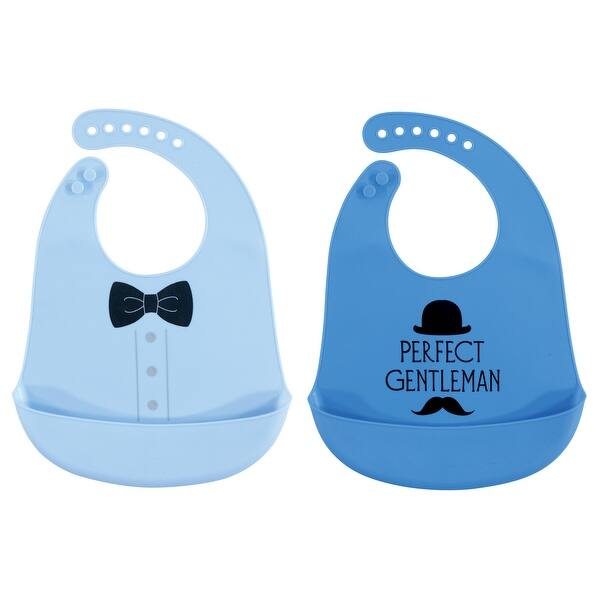 slide 1 of 1, Hudson Baby Infant Boy Silicone Bibs 2pk, Perfect Gentleman, One Size - Perfect Gentleman - One Size One Size - Perfect Gentleman