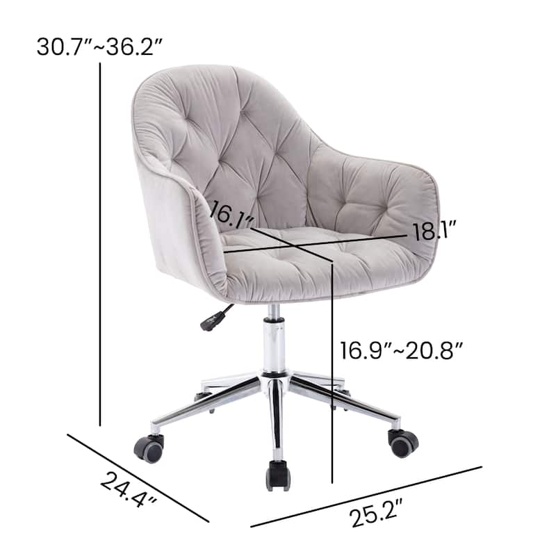 Corvus Hernals Velvet Tufted Adjustable Swivel Home Office Chair