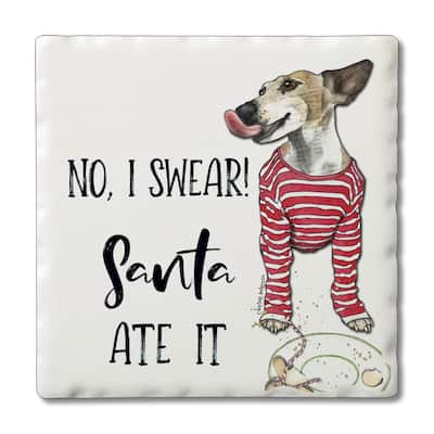 Counterart Absorbent Stone Coasters - Santa Ate It - Set of 4 - 4x4x1.540