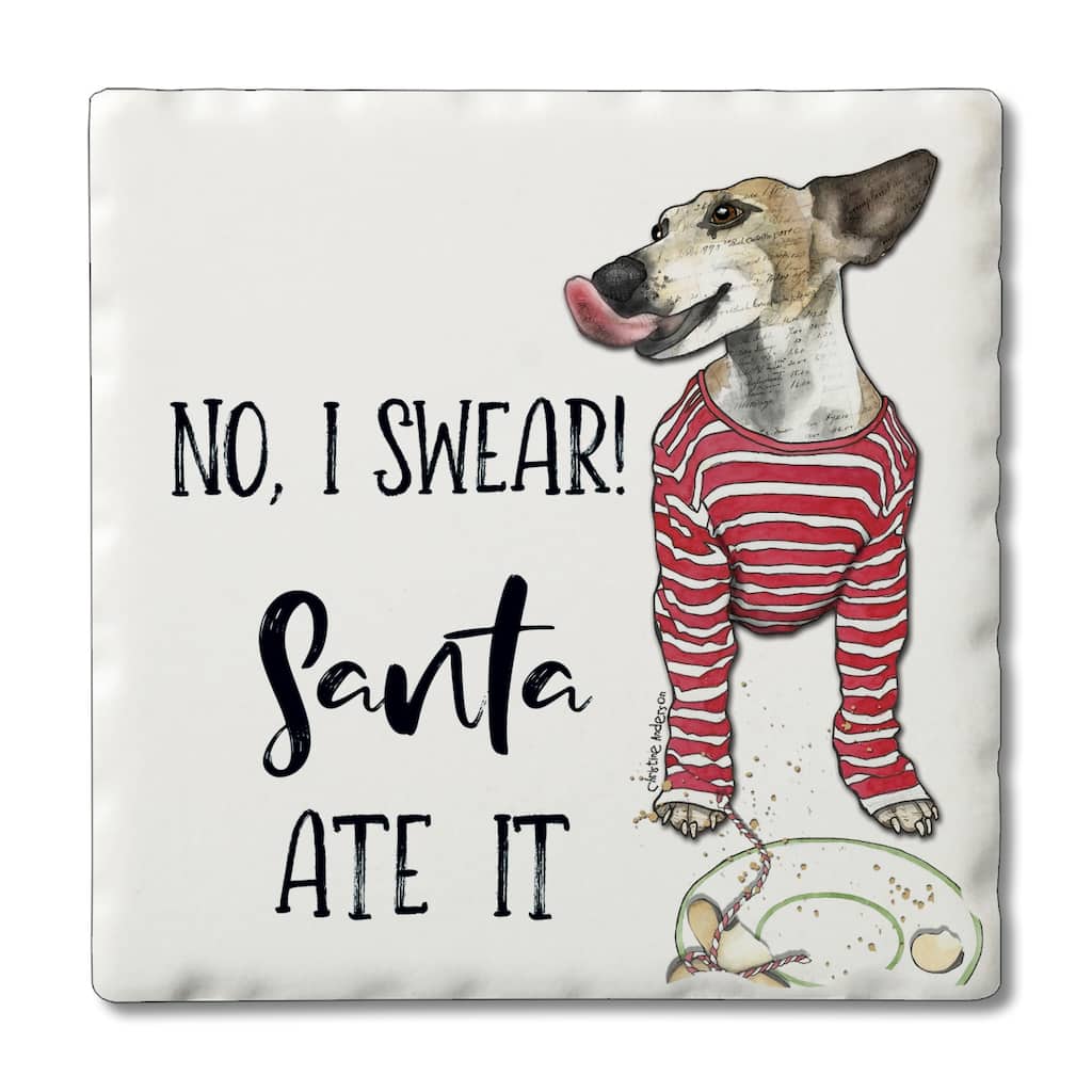 Counterart Absorbent Stone Coasters - Santa Ate It - Set of 4 - 4x4x1.540