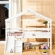 preview thumbnail 15 of 19, House Roof Frame Twin Low Loft House Bed with Slide, Ladder, Safety Guardrails, White