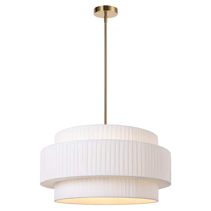 Modern 3-Tier Drum Chandeliers Fabric Shade Ceiling Hanging Pendant - 3-Tier/23.6inch