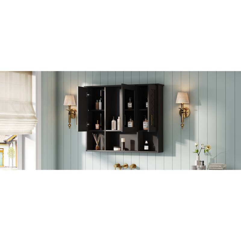 Roomfitters 35 Inch 2-in-1 Wall Mount Medicine Cabinet, Mirror Storage with Adjustable Shelves & Soft Close