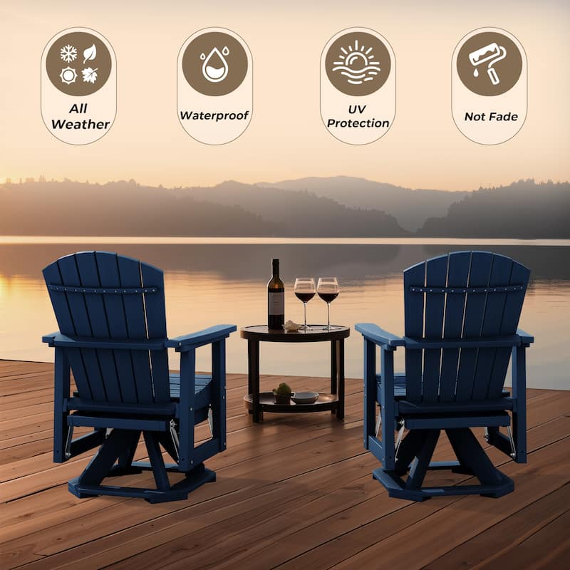 Set of 2 HDPE Adirondack Swivel Gliders, Outdoor Patio Chair Set