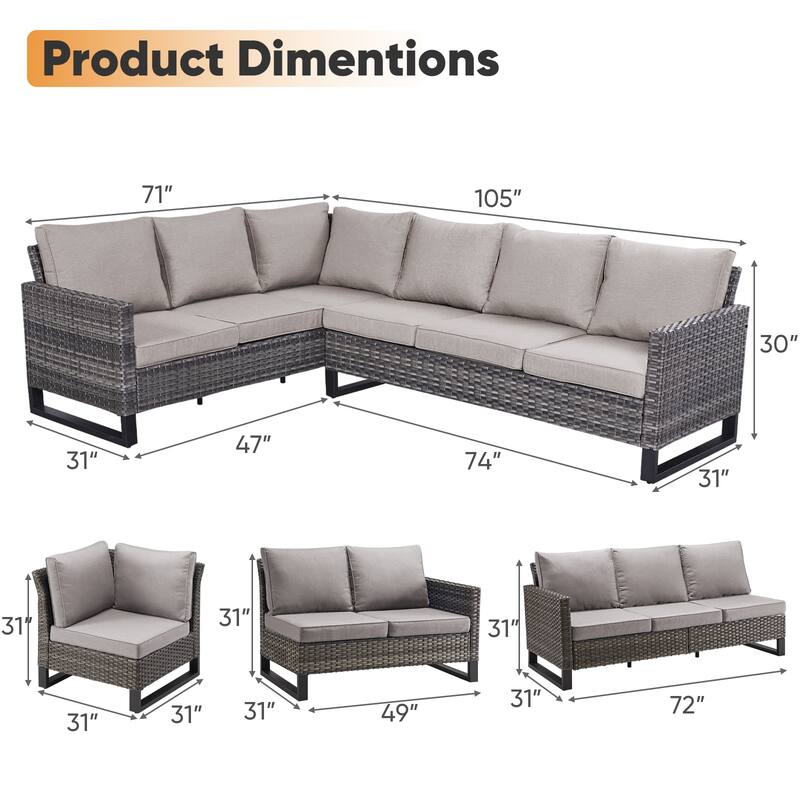 Outdoor Sectional Sofa with Fire Pit Table
