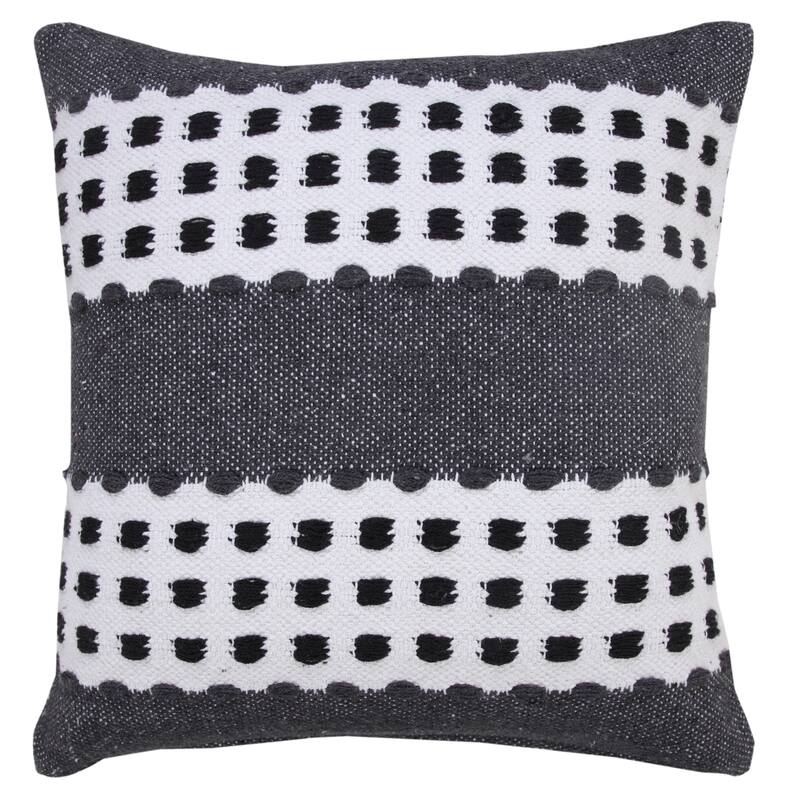 Sevita Industrial Woven Dash Grid Striped Throw Pillow